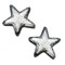 6 Pieces Metalic Silver and Black Iron On Star Patch Applique for Clothing 1.25 inch Width